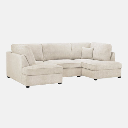 Camden U-Shape Corner Sofa with Footstool – Beige Boucle