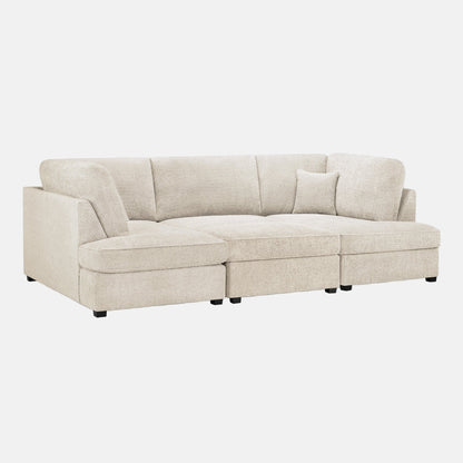 Camden U-Shape Corner Sofa with Footstool – Beige Boucle