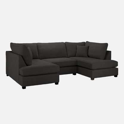 Camden U-Shape Corner Sofa with Footstool – Classic Black