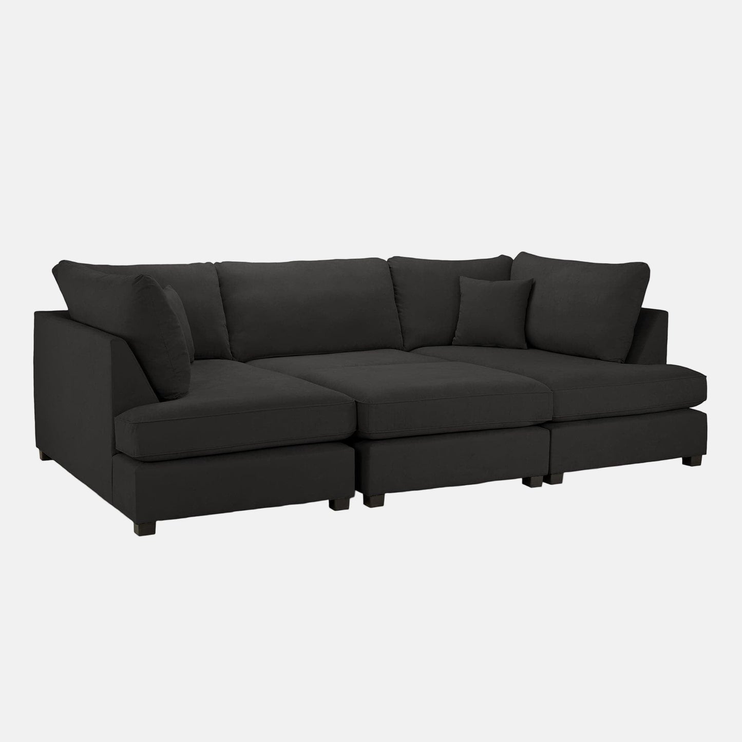 Camden U-Shape Corner Sofa with Footstool – Classic Black