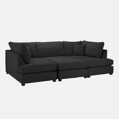 Camden U-Shape Corner Sofa with Footstool – Classic Black
