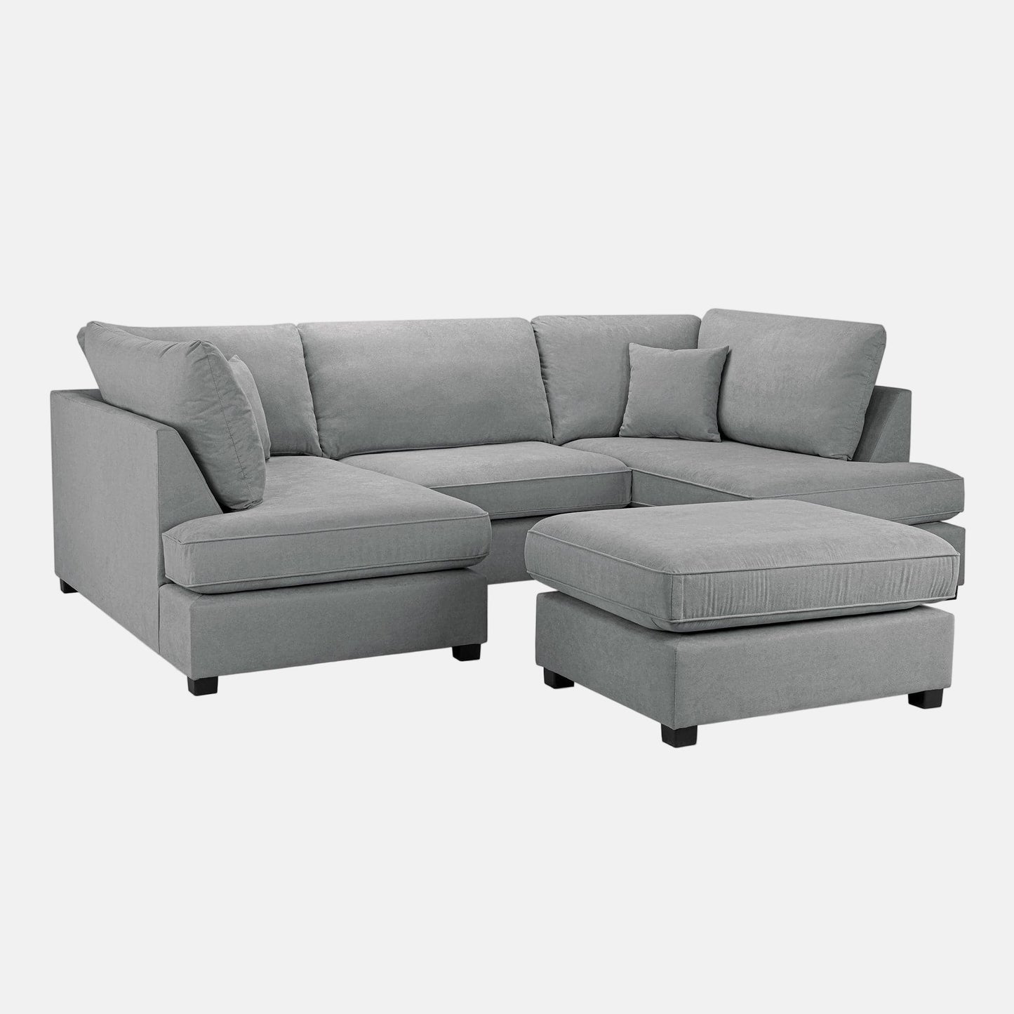 Camden U-Shape Corner Sofa with Footstool – Classic Grey