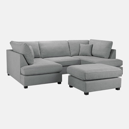 Camden U-Shape Corner Sofa with Footstool – Plush Grey