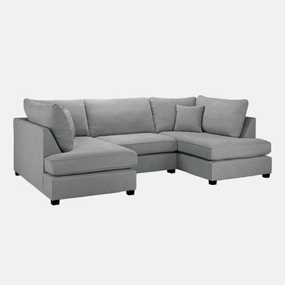Camden U-Shape Corner Sofa with Footstool – Classic Grey
