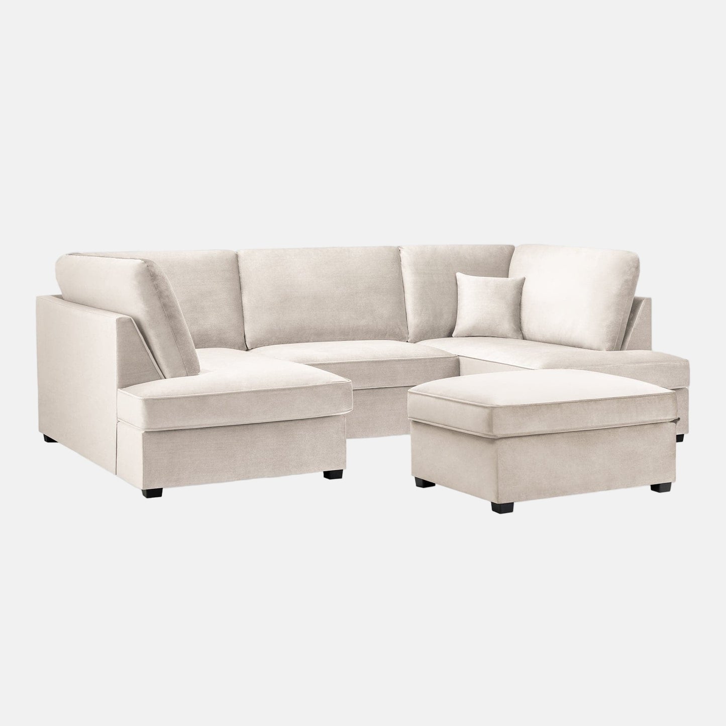 Camden U Shape Corner Sofa with Footstool - Plush Beige