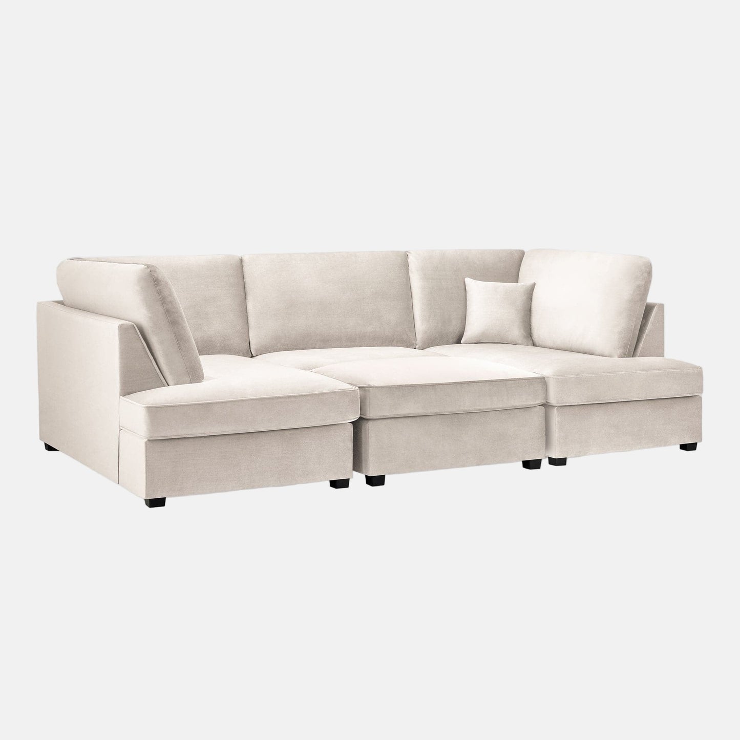 Camden U Shape Corner Sofa with Footstool - Plush Beige