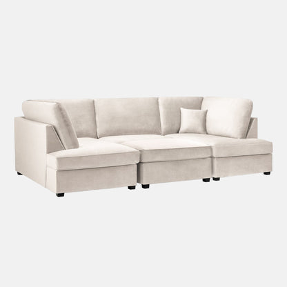 Camden U Shape Corner Sofa with Footstool - Plush Beige