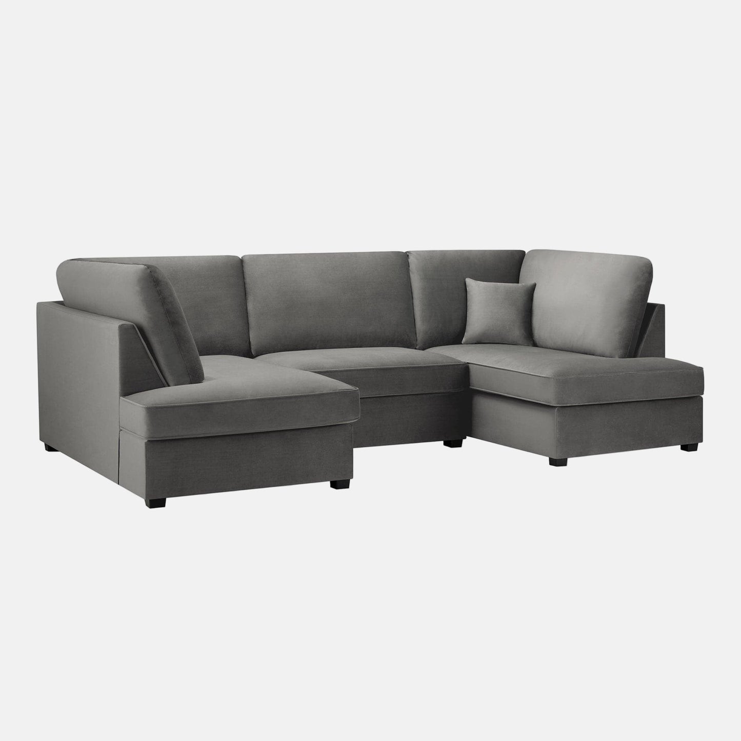 Camden U-Shape Corner Sofa with Footstool – Plush Grey