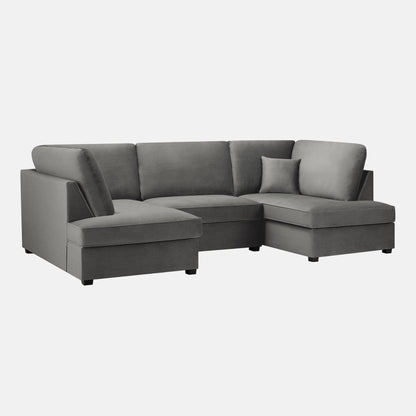 Camden U-Shape Corner Sofa with Footstool – Plush Grey