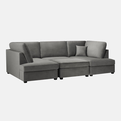 Camden U-Shape Corner Sofa with Footstool – Plush Grey