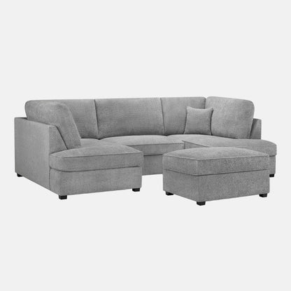Camden U-Shape Corner Sofa with Footstool – Plush Grey
