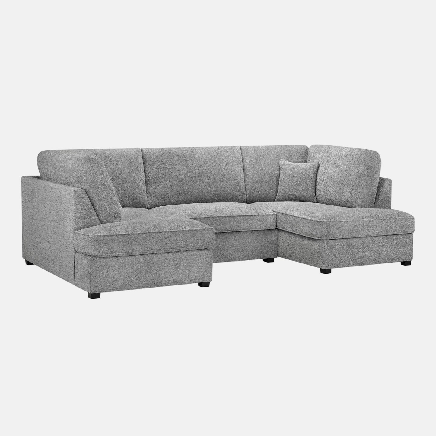 Camden U Shape Corner Sofa with Footstool - Grey Boucle