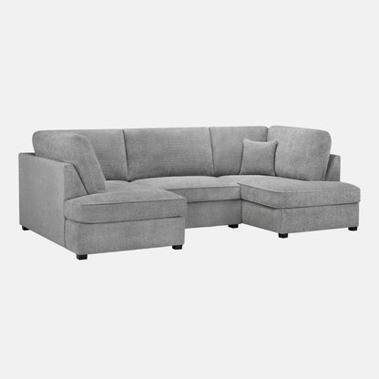 Camden U Shape Corner Sofa with Footstool - Grey Boucle