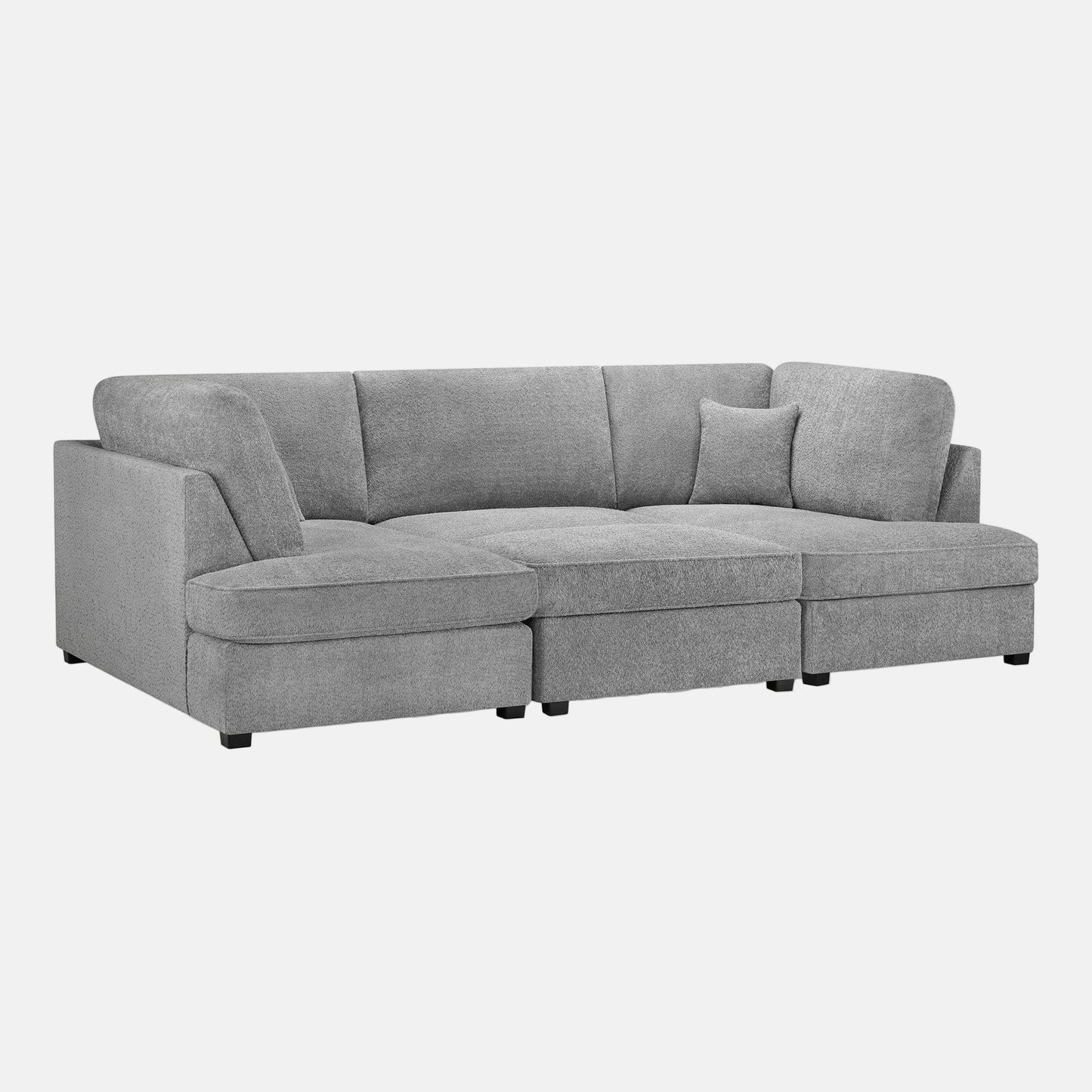 Camden U Shape Corner Sofa with Footstool - Grey Boucle