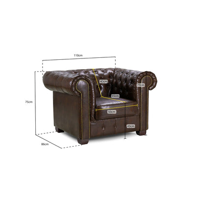 Chesterfield Sofa Antique Brown Armchair