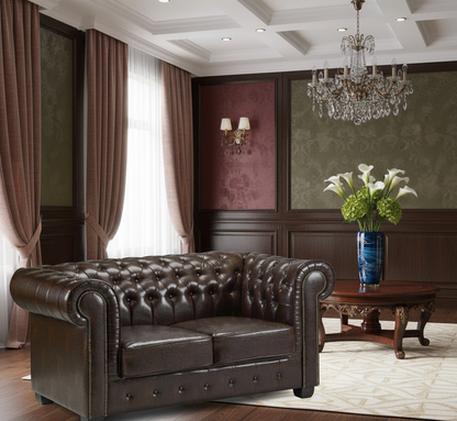 Chesterfield Sofa Antique Brown 2 Seater