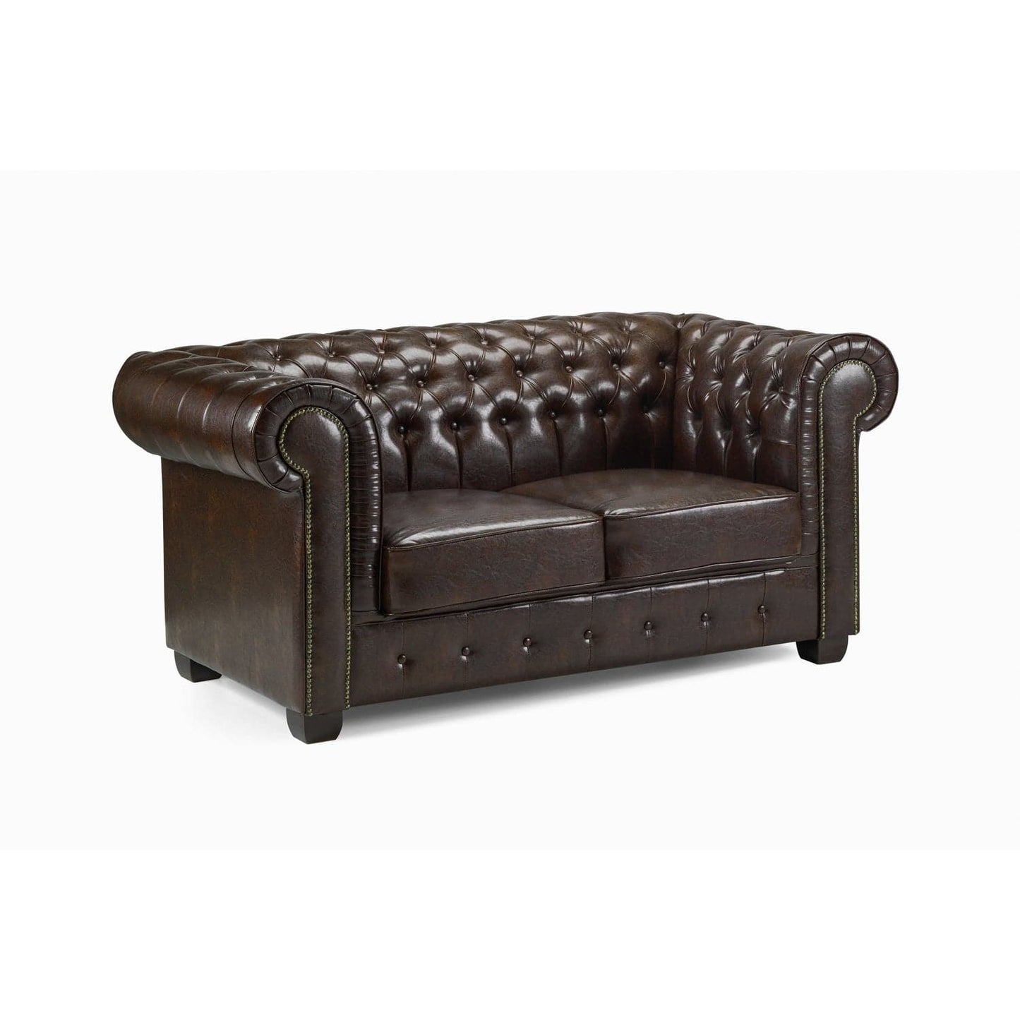 Chesterfield Sofa Antique Brown 2 Seater
