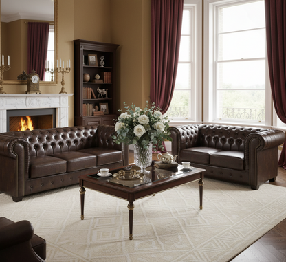 Chesterfield Sofa Antique Brown 3+2 Set