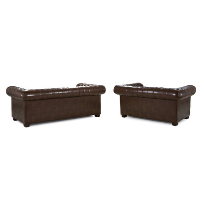 Chesterfield Sofa Antique Brown 3+2 Set
