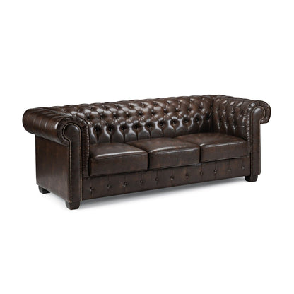 Chesterfield Sofa Antique Brown 3 Seater