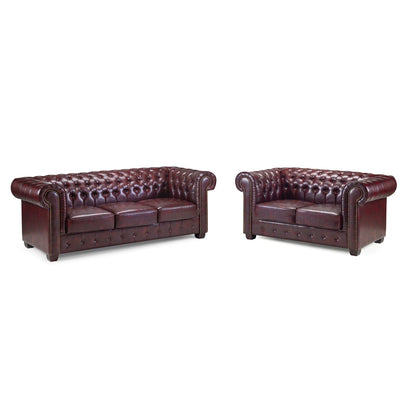 Chesterfield Sofa Antique Brown 3+2 Set