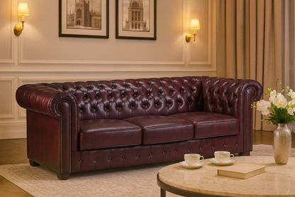 Chesterfield Sofa Oxblood Red 3 Seater
