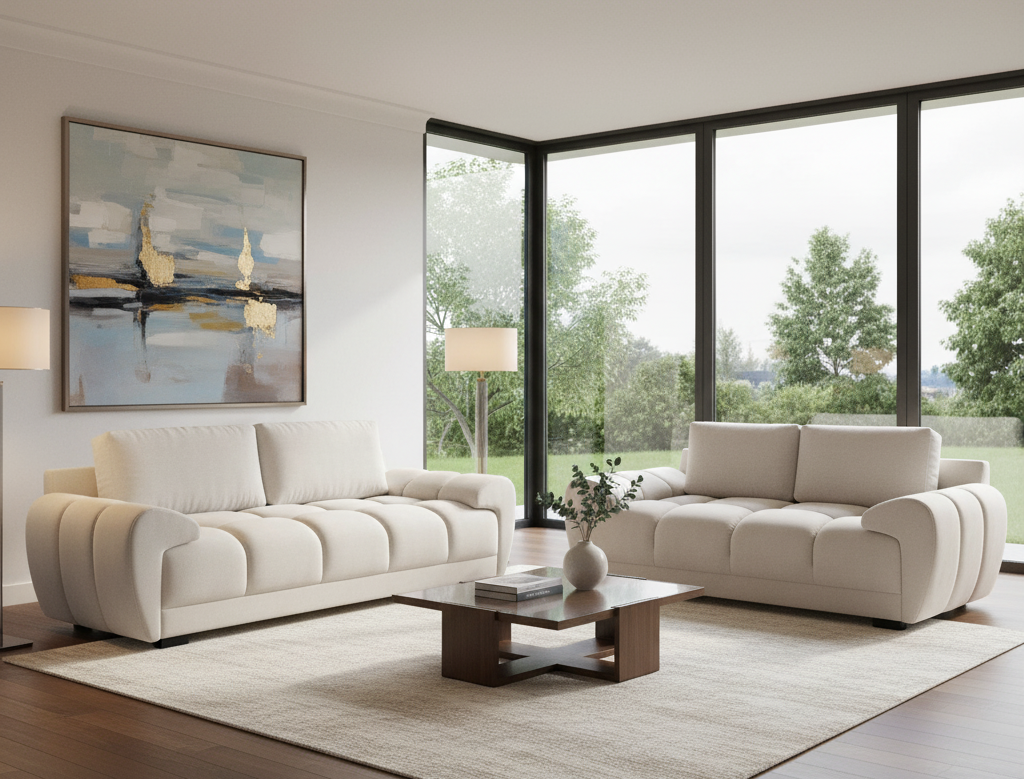 Devoke 3+2 Sofa Set in Cream