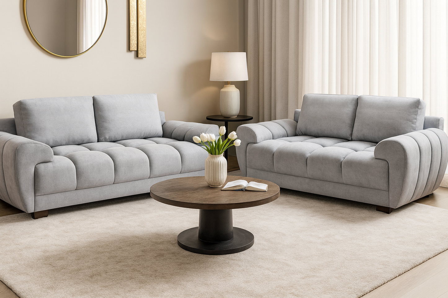 Devoke 3+2 Sofa Set in Grey