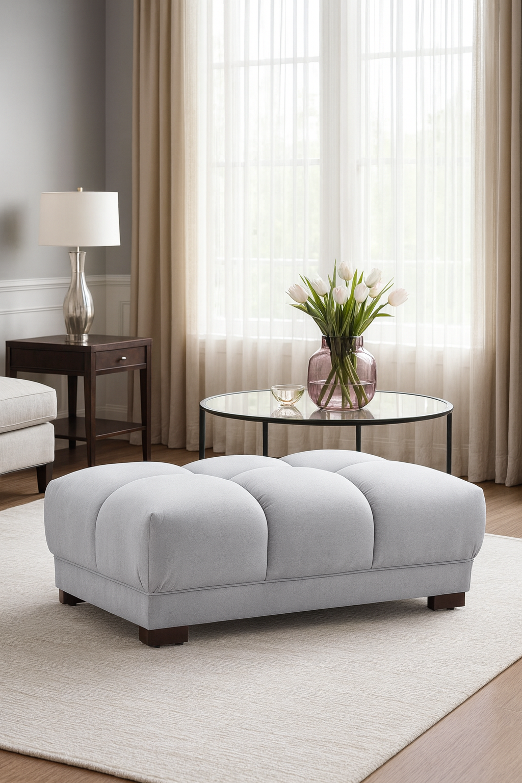 Devoke Footstool in Grey