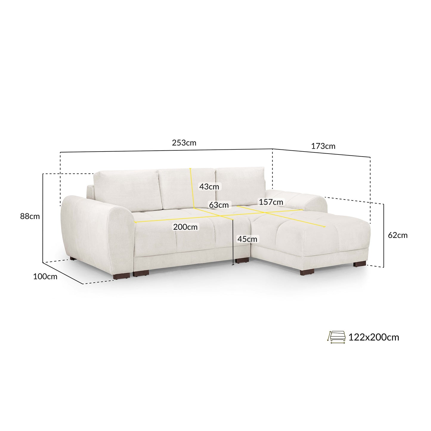 Devoke Sofabed Cream Universal Corner