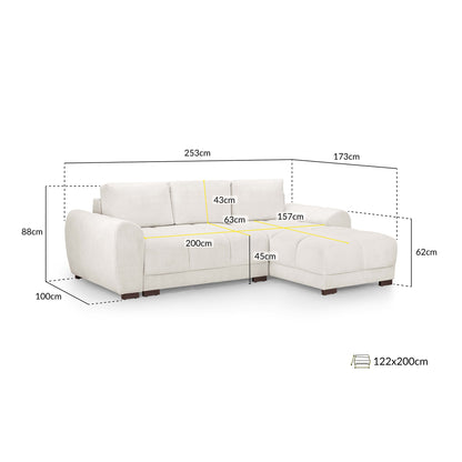 Devoke Sofabed Cream Universal Corner