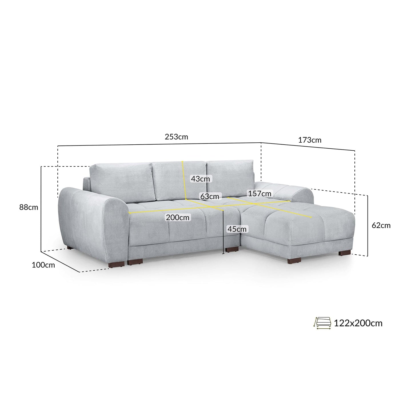 Devoke Sofabed Universal Corner Sofa in Grey