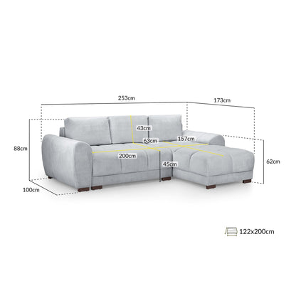 Devoke Sofabed Universal Corner Sofa in Grey