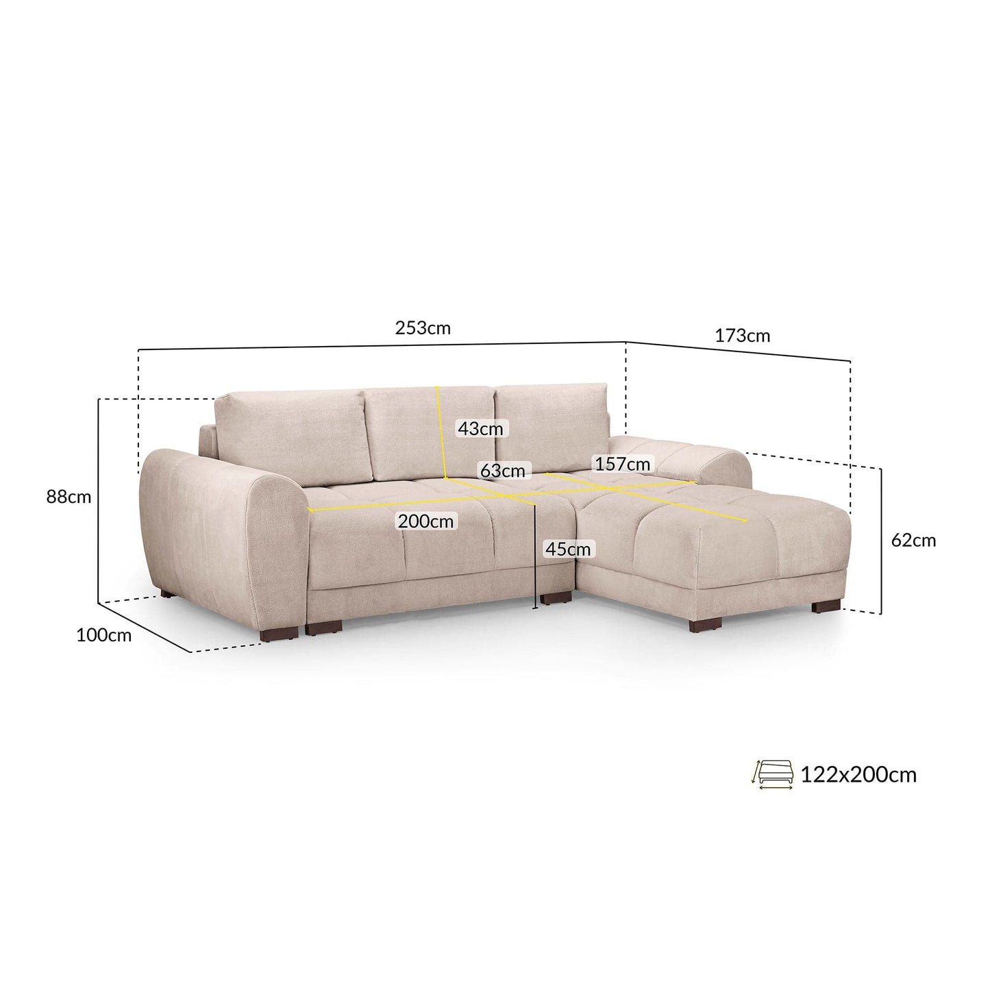 Devoke Sofabed Universal Corner Sofa in Mocha
