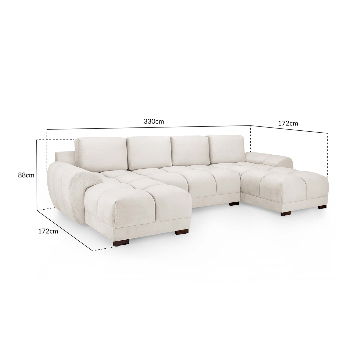 Devoke U Shape Corner Sofa in Cream