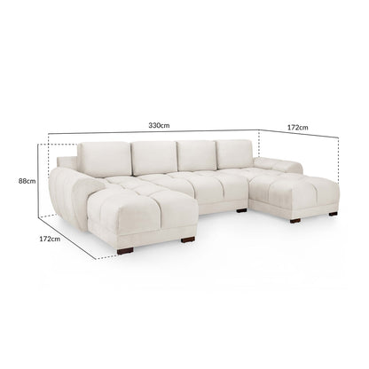 Devoke U Shape Corner Sofa in Cream