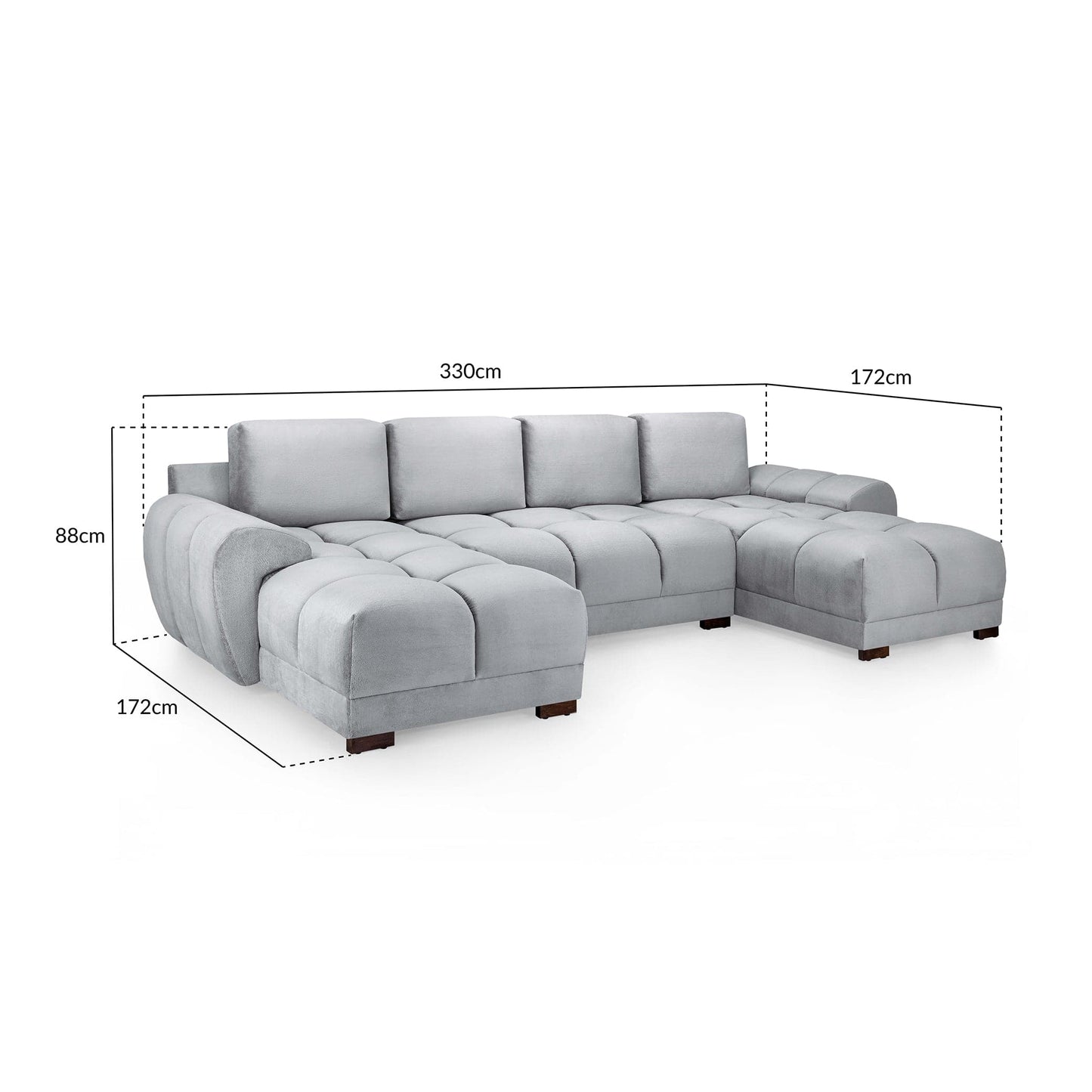 Devoke U Shape Corner Sofa in Grey