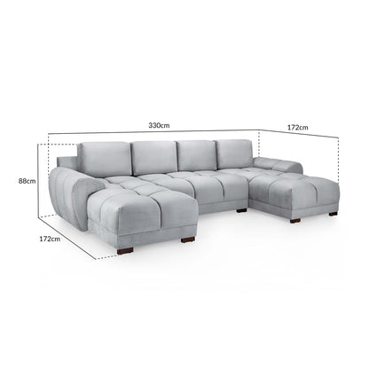 Devoke U Shape Corner Sofa in Grey