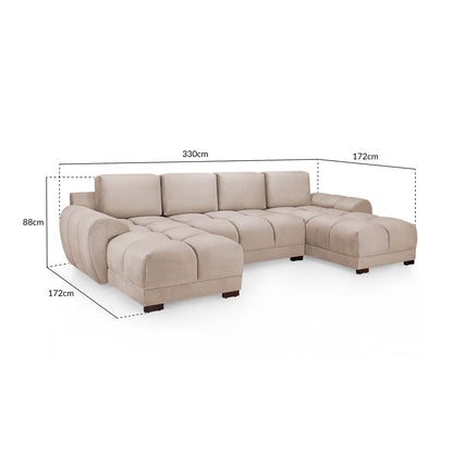 Devoke U Shape Corner Sofa in Mocha