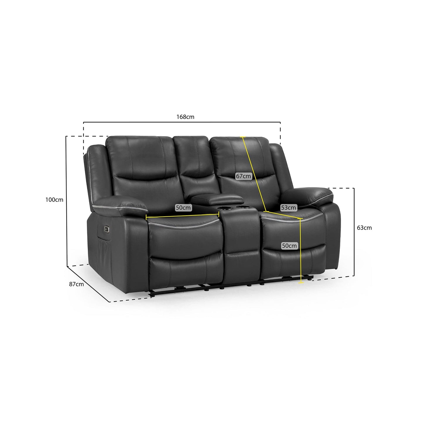Dexter Electric Recliner Sofa Black 2 Seater