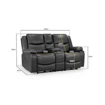 Dexter Electric Recliner Sofa Black 2 Seater