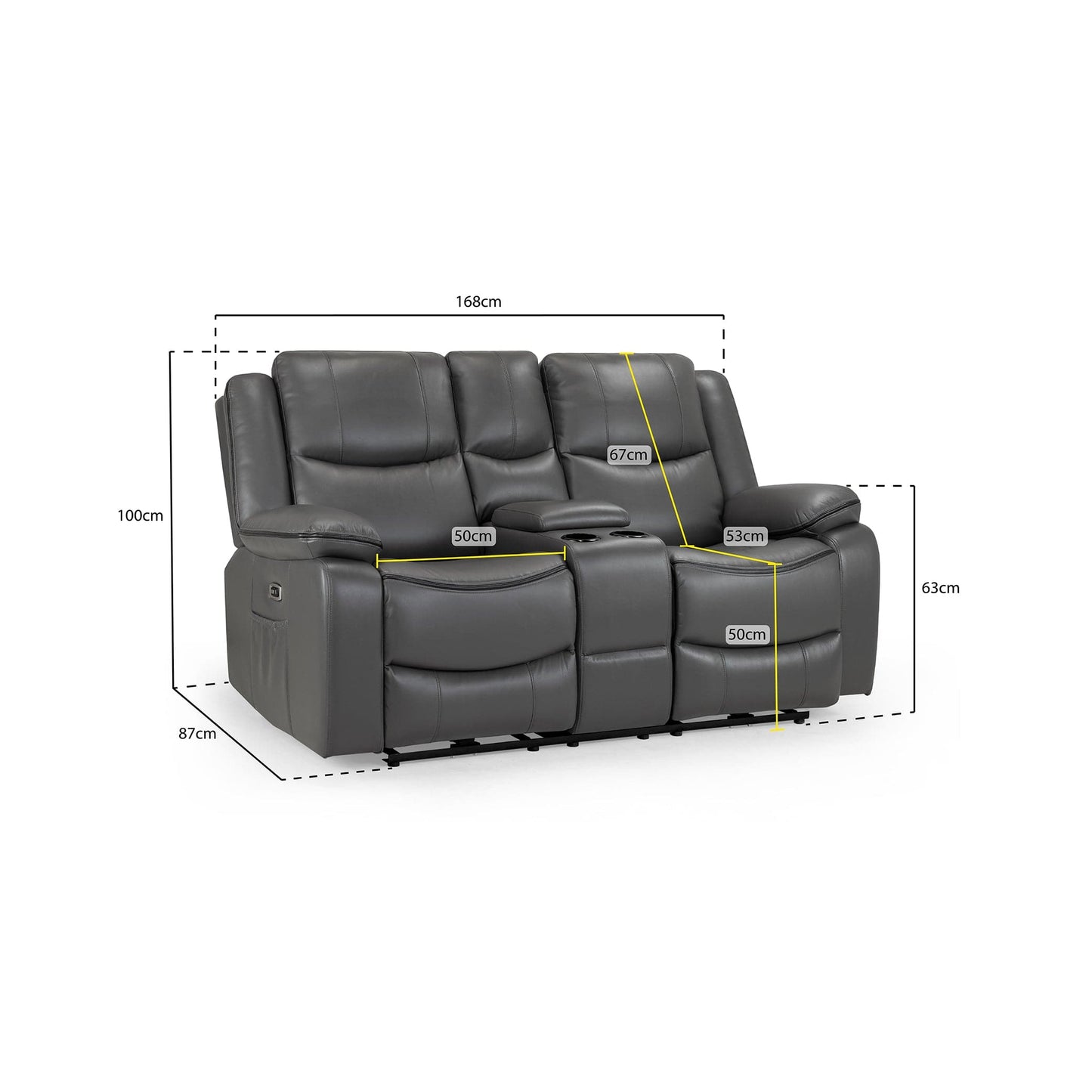 Dexter Electric Recliner Sofa Grey 2 Seater