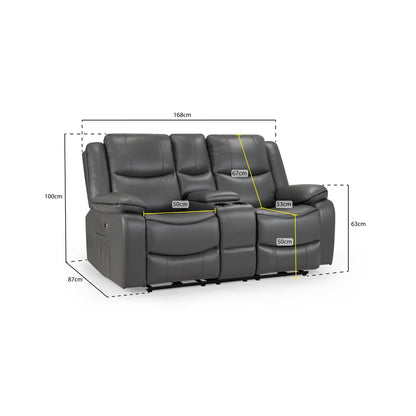 Dexter Electric Recliner Sofa Grey 2 Seater