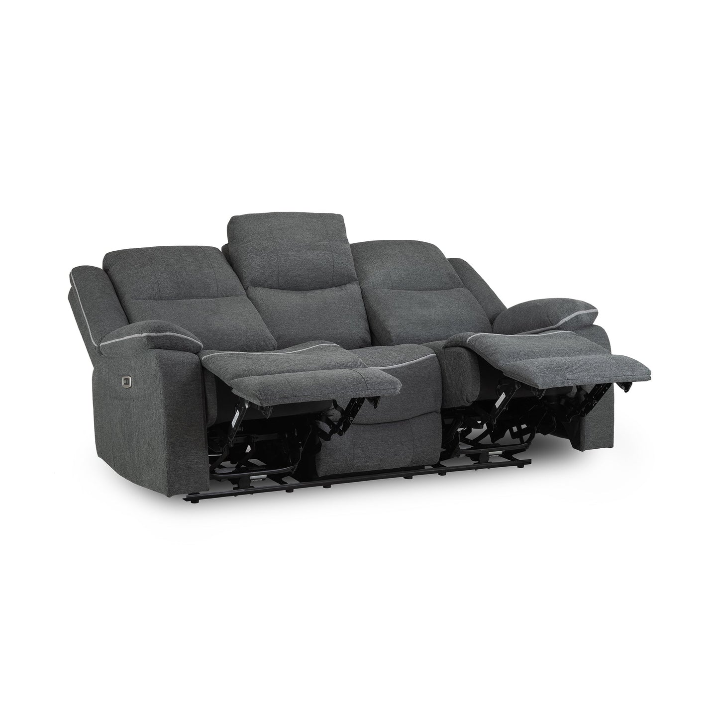 Dexter Electric Recliner Sofa Grey Fabric 3 Seater