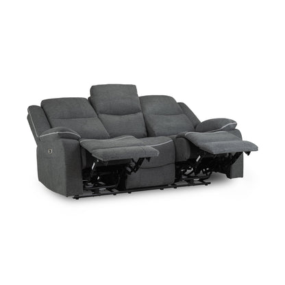 Dexter Electric Recliner Sofa Grey Fabric 3 Seater