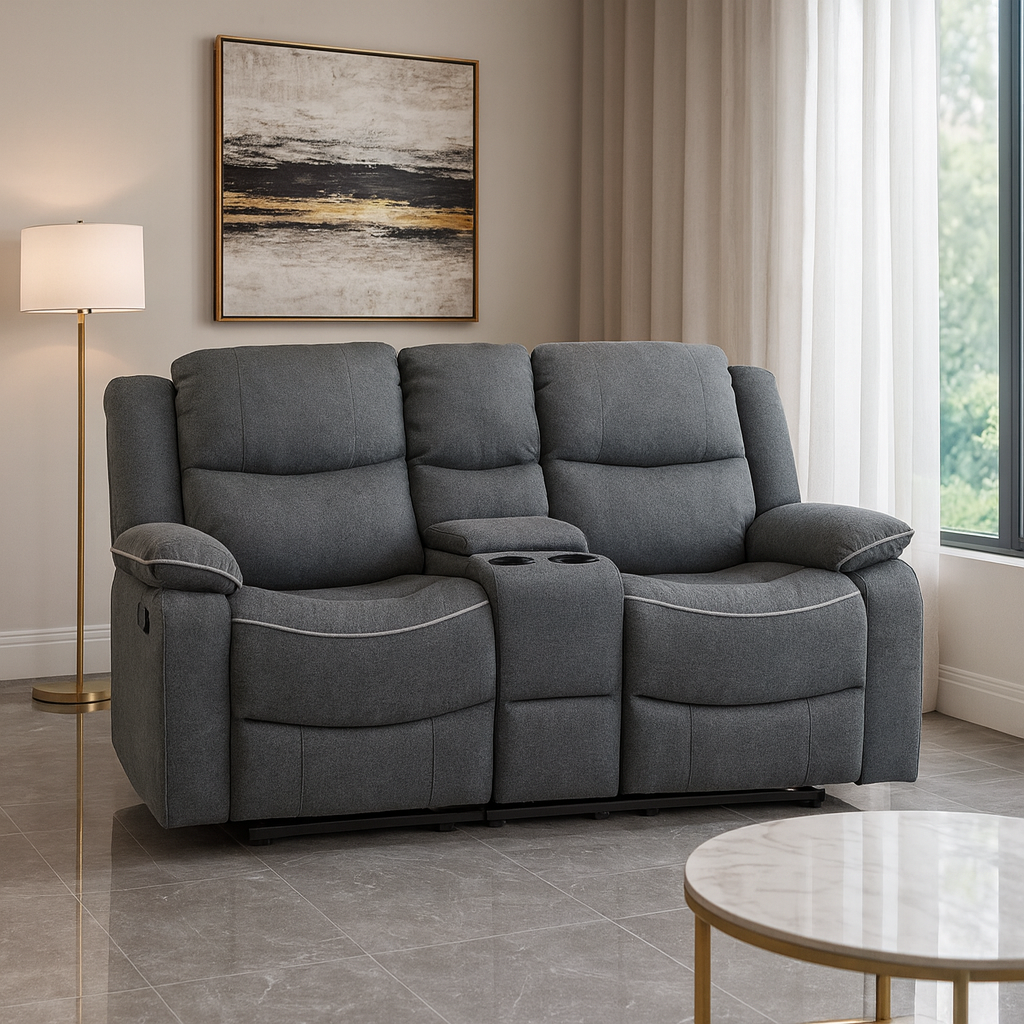 Dexter Electric Recliner Sofa Grey Fabric 2 Seater