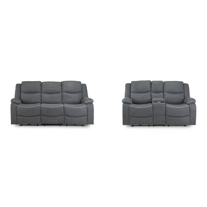 Dexter Electric Recliner Sofa Grey Fabric 3+2 Set