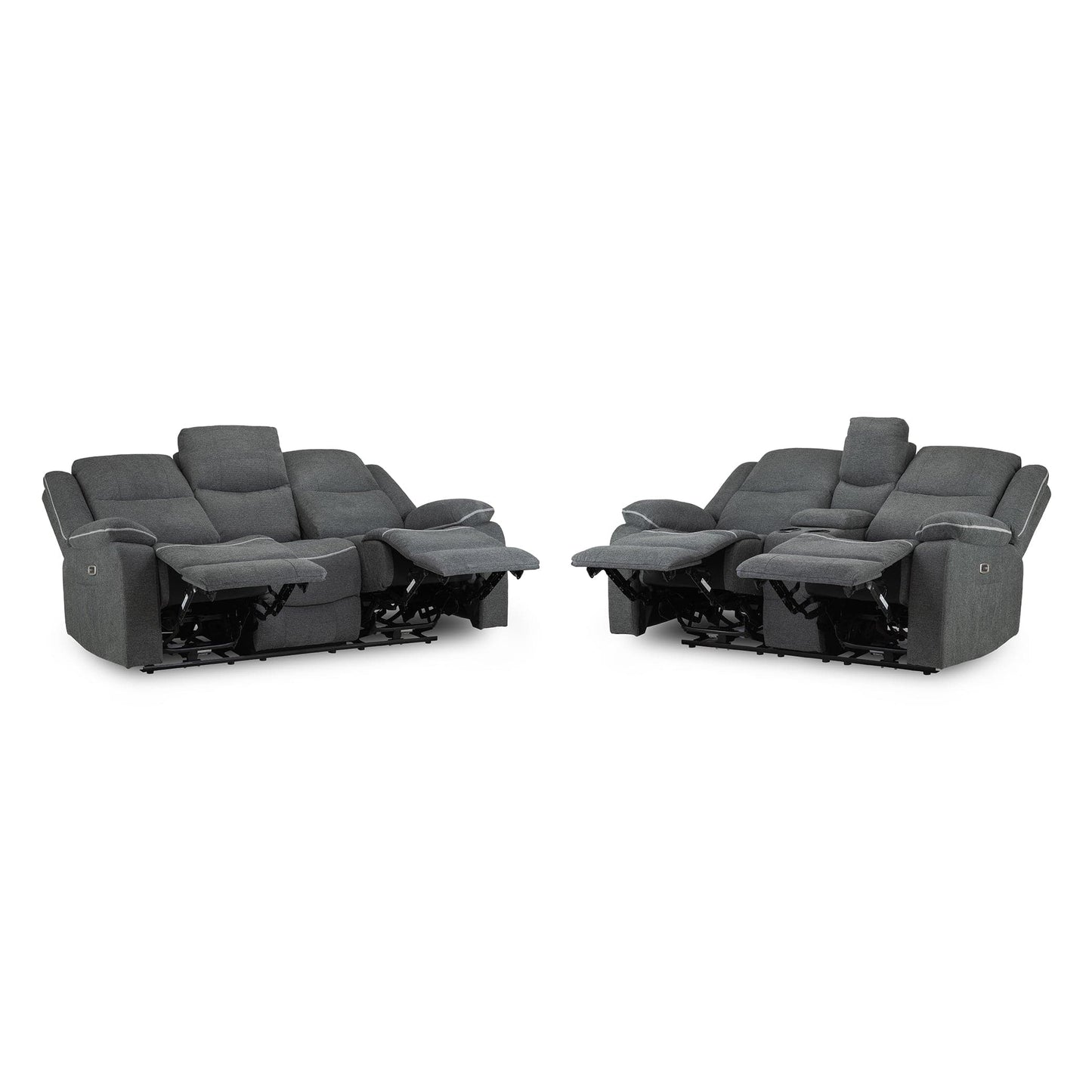Dexter Electric Recliner Sofa Grey Fabric 3+2 Set