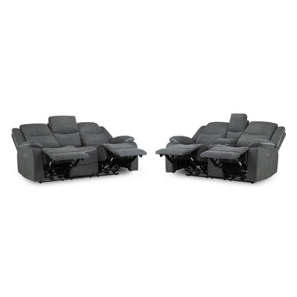 Dexter Electric Recliner Sofa Grey Fabric 3+2 Set