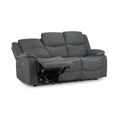 Dexter Electric Recliner Sofa Grey Fabric 3 Seater